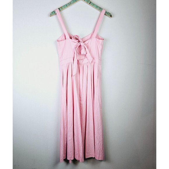 Madewell Pink Fleur Bow-Back Midi Apron Dress Sundress Button Hip Pockets, 2 - Picture 7 of 11
